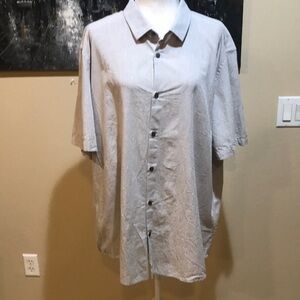 Alfani Beige Button Front Short Sleeve 100% Cotton Shirt-Size XL